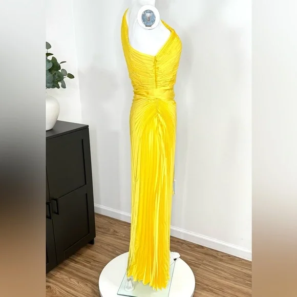 Milly Estelle Pleated Satin One-Shoulder Dress Size 6 - Picture 8 of 12